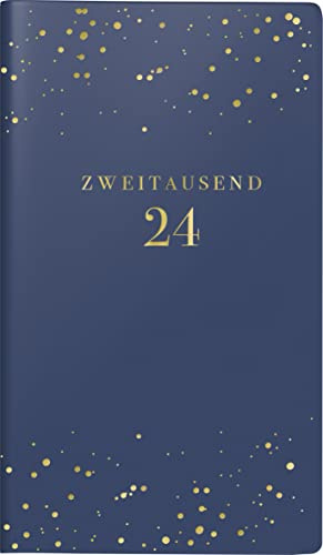 rido/idé Wochenkalender „Starry Night“ Modell Taschenplaner int. 2024 2 Seiten = 1 Woche Blattgröße 8,7 x 15,3 cm dunkelblau