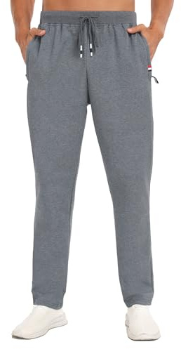 YUTYTH Tracksuit Bottoms Men, Cosy Breathable Men's Joggers with Zip Pocket and Elasticated Waist, Cotton Trousers for Men for Daily Wear and Gym Running Grey