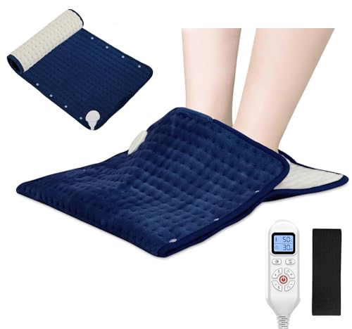 JOBYNA Manta Electrica & Calentador de Pies 2 en 1, Almohadilla De Calefacción Extra Grande，Almohadilla Térmica Eléctrico 30-70℃ & 10-90min Ajustable (45 * 70cm)