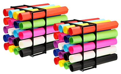 sourcing map 20-Löcher Vinyl Rolle Lagerung Rack 2 Set Acryl Vinyl Rolle Halter Vinyl Organization für Bastelzimmer Geschenk Verpackung Rolle Vinyl Lagerung Veranstalter Haushaltsgeräte Schwarz