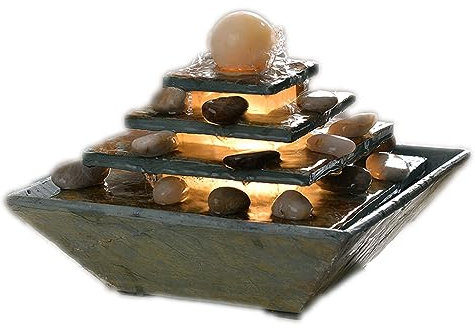Fontaine de Table Eau Qui coule Ornement Feng Shui Boule Pierre Fontaine tournant Boule méditation Fontaine Bureau décor à la Maison