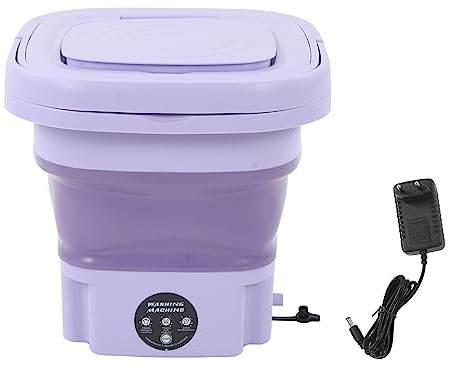 Haofy Faltbare Mini-Waschmaschine, 8L, Lila, Toplader, Semi-Automatic, 240V, Geräuscharm, Kunststoff, Privat, Reisen