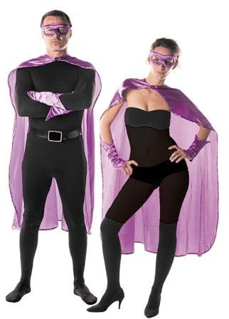 PARTYPRO Kit Super héros Violet Adulte - Violet - Taille Unique - Kit de déguisement pour adulte - Cape, Loup, 2 Manchettes