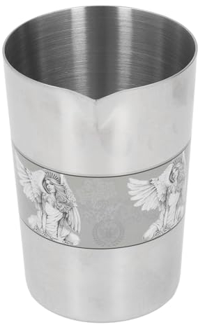 Bicchiere da Barman in Metallo, Bicchiere da Agitazione per Cocktail Multifunzionale in Acciaio Inossidabile 304 Facile da Pulire con Stampa Vintage per Bar (L Tipo 1)