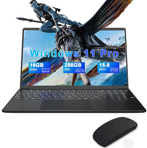 FIRMAST Laptop 15,6 Zoll, Notebook Win 11 Pro, 16 GB DDR4 + 256 GB SSD, Celeron N4000 Notebook, 1920 x 1080 IPS FHD, Laptop Gaming mit 4500 mAh, 5G / 2.4G WiFi, Mini HDMI, USB 3.0
