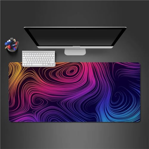 QiHon Gaming Mauspad XXL Lila Blau Großes Mauspad Schreibtischauflage mit Vernähte Kanten Einer speziellen Oberfläche verbessert Geschwindigkeit und Präzision 1000x500x2mm