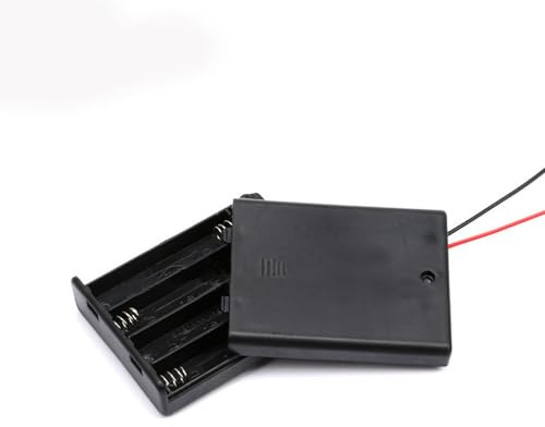 1 Stück Geschlossene AAA x 4 Batteriehalter mit Deckel, ON/Off-Schalter Kunststoffkoffer Aufbewahrungsbox Container Organizer Veranstalter mit Schalter Drähte