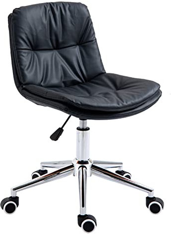 Home-Office-Stuhl, mittelhoher Rücken, PU-Leder, Schreibtischstuhl, Computerstuhl ohne Armlehne, ergonomischer Arbeitsstuhl mit Rollfunktion und Drehfunktion