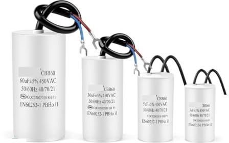 2Pcs CBB60 electronic starter Running Capacitor 450V Series AC Water Pump Startup Capacitors Start electronic starter Run 450VAC 3uF-80uF IDGTTLDF(450V3UF)