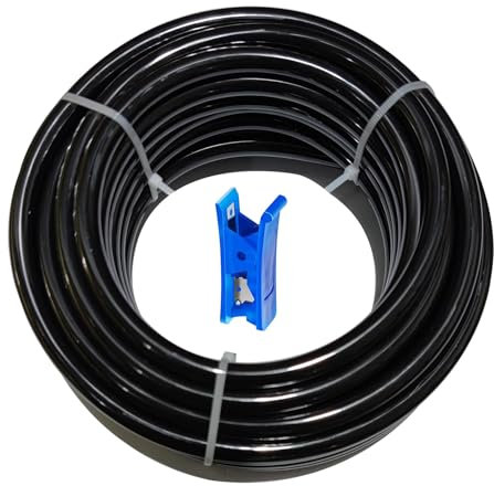 HUAZIZ 20 metri in poliuretano, tubo pneumatico nero, in PU, 6 mm OD x 4 mm ID, poliuretano PU aria tubo kit + 1 tagliapatubi