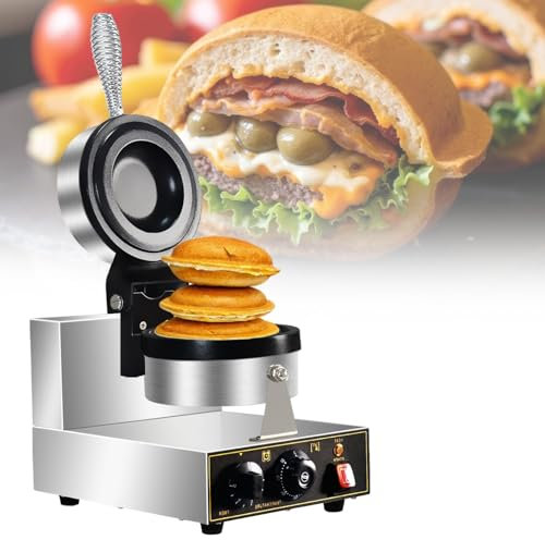 vnmudzeo 1300 W Electric UFO Burger Making Machine,50-300℃ Temperature Adjustable,Commercial Gelato Panini Press Non Stick Coated,for Bakery Snack Shop,220V