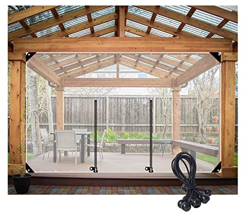 Clear Tarpaulin with Zipper Door Outdoor Waterproof PVC Curtain Side Panel Cover for Pavilion Camping Patio Heavy Duty Transparent Rainproof Shelter for Garden Furniture and BBQ Grill Area