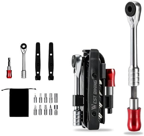 OLYSPM Bike Torque Wrench,Torque Wrench Set,Bike Tool Kit with Bidirectional Wrench,Extension Handle,Tyre Levers,Screwdrivers,Mini Ratchet Set for Mountain Bikes,Road Bikes,Motorbikes