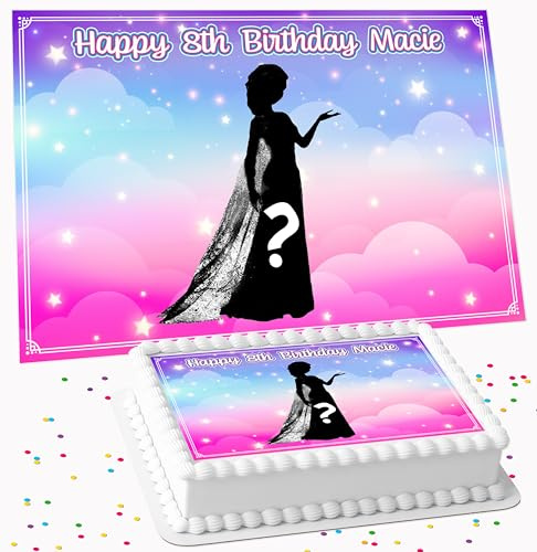YOUR FAVOURITE PRINCESS ON COLOURFUL BACKGROUND HAPPY BIRTHDAY PERSONALISED EDIBLE ICING LARGE CAKE TOPPER DECORATION SUITABLE FOR USE ON COSTCO CAKE R1-1883