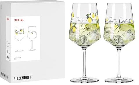 RITZENHOFF 8131003 Cocktail-Glas 500 ml, Serie Sprüche, 2er Set mit Schriftzug Liebe Nr. 5 und 6 - modern, Made in Germany