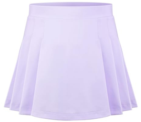 SPFASZEIV Falda de Tenis para Niñas Falda de Golf Plisada para Niños con 2 Bolsillos Cortos Falda Pantalón de Deportiva 8-9 años Morado
