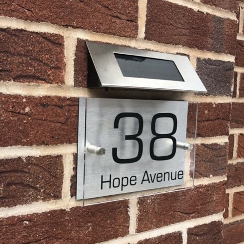 Lampada solare con numero civico con 18 modalità LED a doppio colore, per cancello esterno, recinzione, parete, cortile, parco stradale