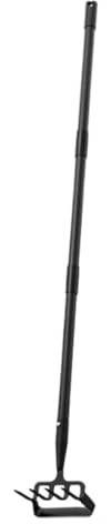 HEMOTON Rastrillo y Azada de Mano de Acero Inoxidable Ligera para Jardinería Herramienta Multifuncional para Aflojar Suelo y Deshierbar Mango Extendible para Césped y Huerto