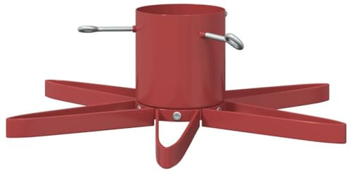 vidaXL Weihnachtsbaumständer 1.73 Rot 50 x 50 x 15,5 cm Stahl, Sternförmiger, moderner Baumständer, stabil für Feiertage, minimalistisches Design drinnen und draußen