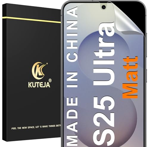 Kuteja Matt Schutzfolie für Samsung Galaxy S25 Ultra [3 Stück], Fingerabdruck-ID Unterstützen Full Screen Matte Schutzfolie, Anti-Fingerabdruck, Blendschutz Weich TPU Folie
