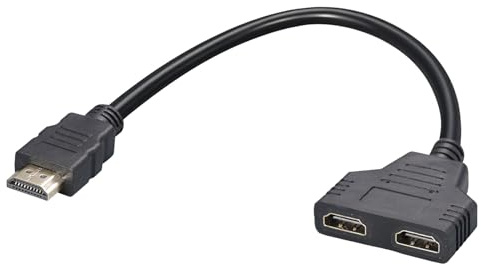 Menibeuty Adaptateur répartiteur HDMI 1080P mâle vers double femelle HDMI répartiteur 1 entrée 2 sorties HDMI prend en charge deux téléviseurs simultanément, câble adaptateur pour écran HDTV LED LCD