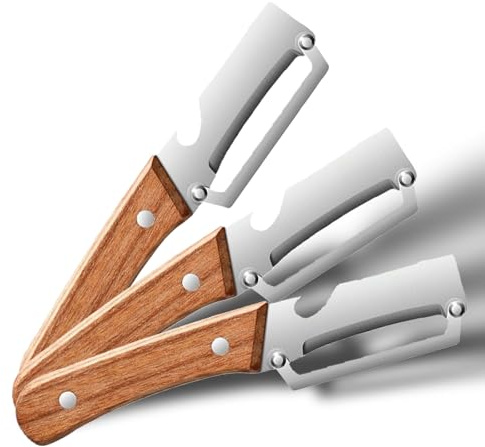 Pelador Multifuncional de Verduras, Stainless Steel Vegetable Peeler, Pelador Multifuncional de Acero Inoxidable para la Cocina con Mango de Madera y Abrebotellas para patatas, manzanas (3PC)