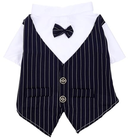 TOVINANNA Hunde Kostüm für Hochzeit Navy Polyester Waschbar Mode Adorable Hundebekleidung für 9,5 13kg Große Hunde Formelles Kleid für Hochzeitsfeier und Alltag