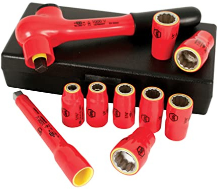 Wiha 31493 Steckschlüssel-Satz, Zoll, 3/8, 1000 Volt, 10-tlg