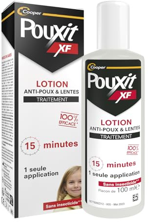 POUXIT - XF - Lotion anti-poux et lentes - 100% Efficace - Agit en 1 seule application de 15 minutes - Traitement du cuir chevelu - 100 ml
