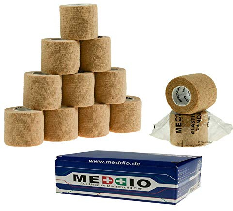12 Haftbandagen Größe+Farbe wählbar - selbsthaftende Bandage Fixierverband selbstklebend, Farbe:skin, Größe:5cm