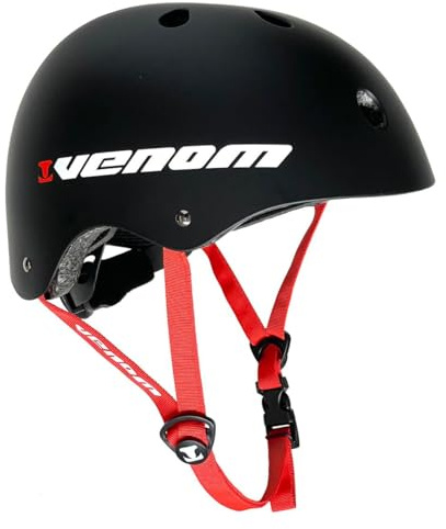 Venom Kids Skateboard Helmet For Kids Teenagers & Adults, Kids Helmet Skate Helmet EN-1078 Compliant for Micro Scooter, Skateboarding, Skate, Bikes, BMX - Boys & Girls - Black Small, Medium, Large