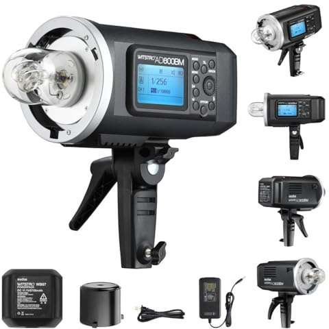 Godox AD600BM Bowens Mount 600Ws GN87 High Speed Sync Outdoor Studio Flash Strobe Monolight Light with 2.4G Wireless X System & 8700mAh Battery with 15x17cm Softbox & Filter & USB LED