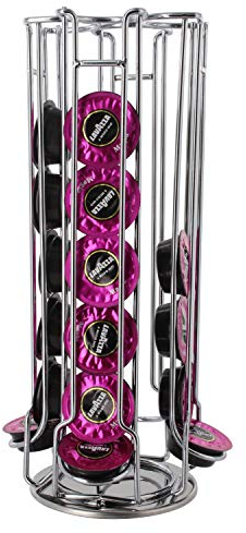Universal Portacapsule Lavazza A Modo Mio Passionate, con Base Girevole di 360°, Colore Argento, per 32 Pezzi