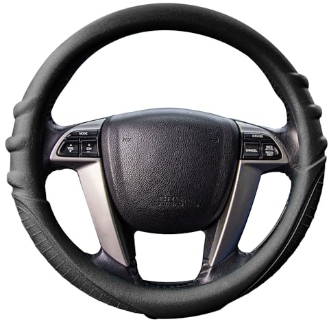 FH Group Universal Fit Silicone with Grip and Pattern Massaging Grip Steering Wheel Cover fits most Cars, SUVs, Trucks, and Vans Black