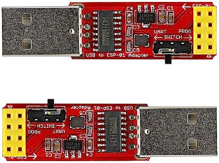 Stemedu 2 adaptadores USB a ESP-01, módulo WiFi inalámbrico ESP8266 Wi-Fi CH340G, UART PORG, 4.5-5.5V, velocidad de baudios 115200