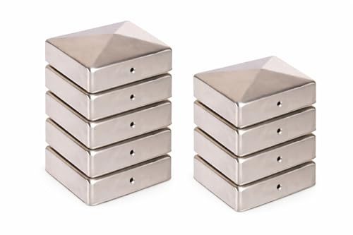 9 x Pfostenkappe Edelstahl Pyramide 91x91 mm – Rostfrei – Für Holzpfosten 90x90 mm – Pfostenabdeckung mit Schraublöchern – Witterungsschutz & Langlebigkeit