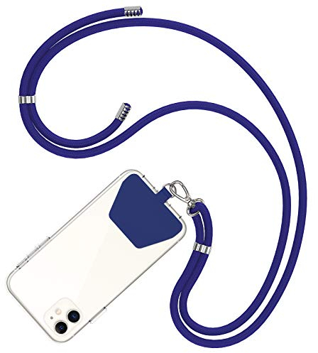 COCASES Crossbody Phone Lanyard Strap with Patch, Adjustable Nylon Neck Strap Necklace Phone Compatible with Most Smartphones (Blue)