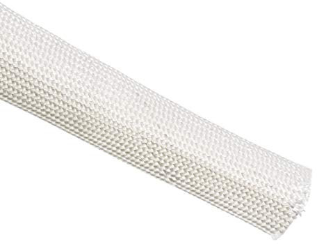 sourcing map Gaine Isolation Tresse 3.3Pied-16mm Haute Température Fibre Verre Manchon Blanc
