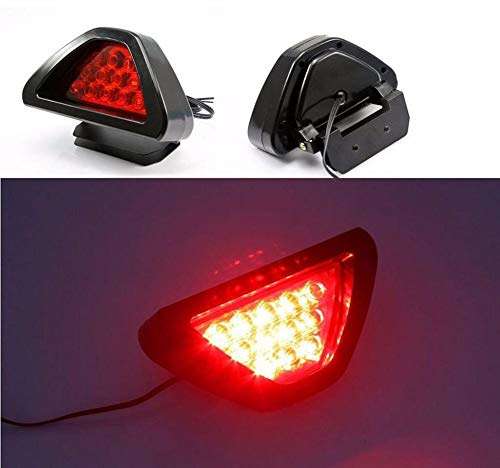 BSTOB Car Rear Light,F1 Style DRL Red 12 LED Rear Tail Stop Fog Triangular Brake Light Stop Safety Lamp Car Motor