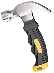 8 OZ Stubby Claw Hammer with Magnetic Nail Starter, Woodworking Hammer with Non-slip Handle Camping Hammer Small Hammer for Nailing Walls