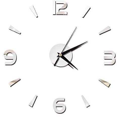 Tyenaza Reloj Adhesivo de Pared, Reloj de Pared Grande Salon, 60x60cm Reloj de Pared Grande sin Marco DIY Silencioso Moderno para la Decoración de la Habitación de la Oficina del Hogar de Sala