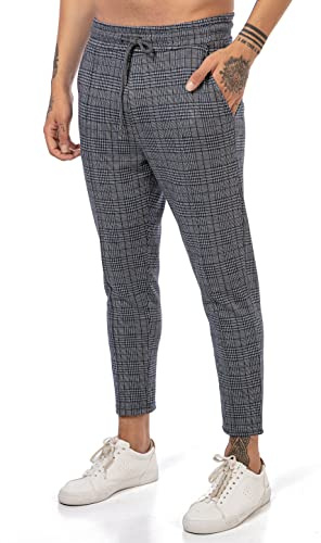 Redbridge Chino-Hose für Herren Freizeithose kariert mit Gummibund Jogg-Pants Casual