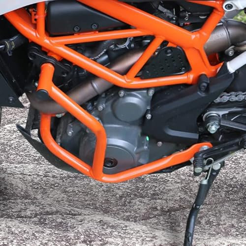 Motorrad Highway Sturzbügel Unterer Motorschutz Stoßschutz Seitenrahmen Slider Kraftstofftank Fallschutzbügel für Duke 250 Duke250 2017-2022 Duke 390 Duke390 2017-2023 (Orange)