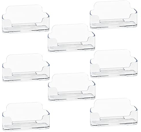 HSYMQ 8 Pack Acrylic Business Card Holder for Desk, Clear Plastic Business Cards Display Holders Stand, Fits 30-50 Business Cards