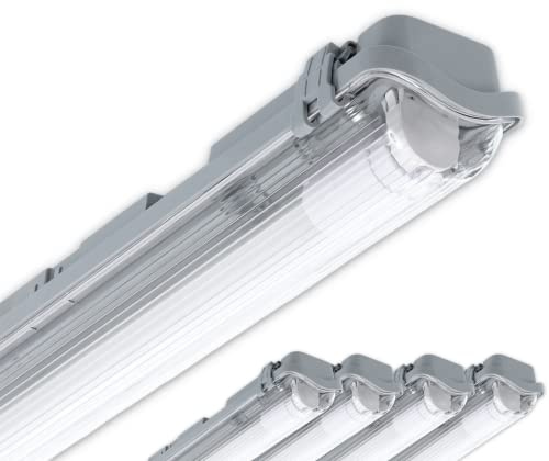 CLAR - Réglette LED Étanche 10W, Plafonnier 60 cm, 1 Tube non inclus (Pack de 5)