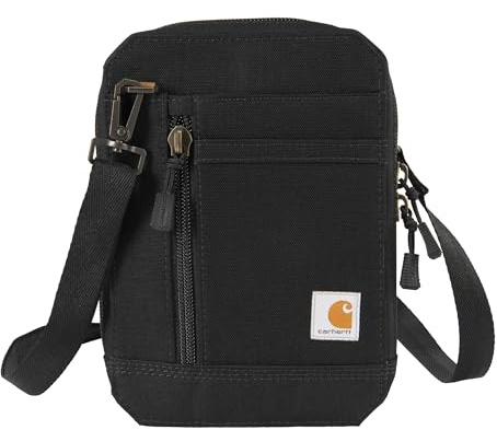 Carhartt Unisex Nylon Duck Crossbody, Wasserabweisende Geldbörse mit verstellbarem Umhängegurt Umhängetasche, Schwarz