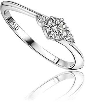 MIORE Damen Ring | echtes 14 Karat (585) Weißgold | mit 3 Diamanten von 0,25 Karat | Goldring | hautfreundlicher Brillant Ring | Verlobungsring | handgemachter Damen Schmuck
