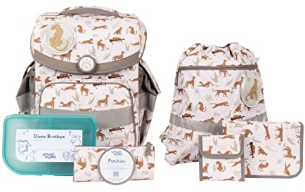 SCHOOL-MOOD Timeless Nordic Collection Schulranzen-Set 7-teilig Leopard