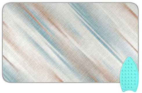 Tragbare Bügelmatte, Erdfärbe-Streifen, hitzebeständige Bügeldecke mit Silikon-Pad, Reise-Bügelbrettbezug und Pad für Trockner, Waschmaschine, Tischplatte, 119 x 71 cm