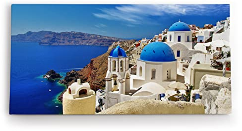 Paul Sinus Wandbild 120x60cm Santorini Mittelmeer Meer Blau weiße Häuser Griechenland